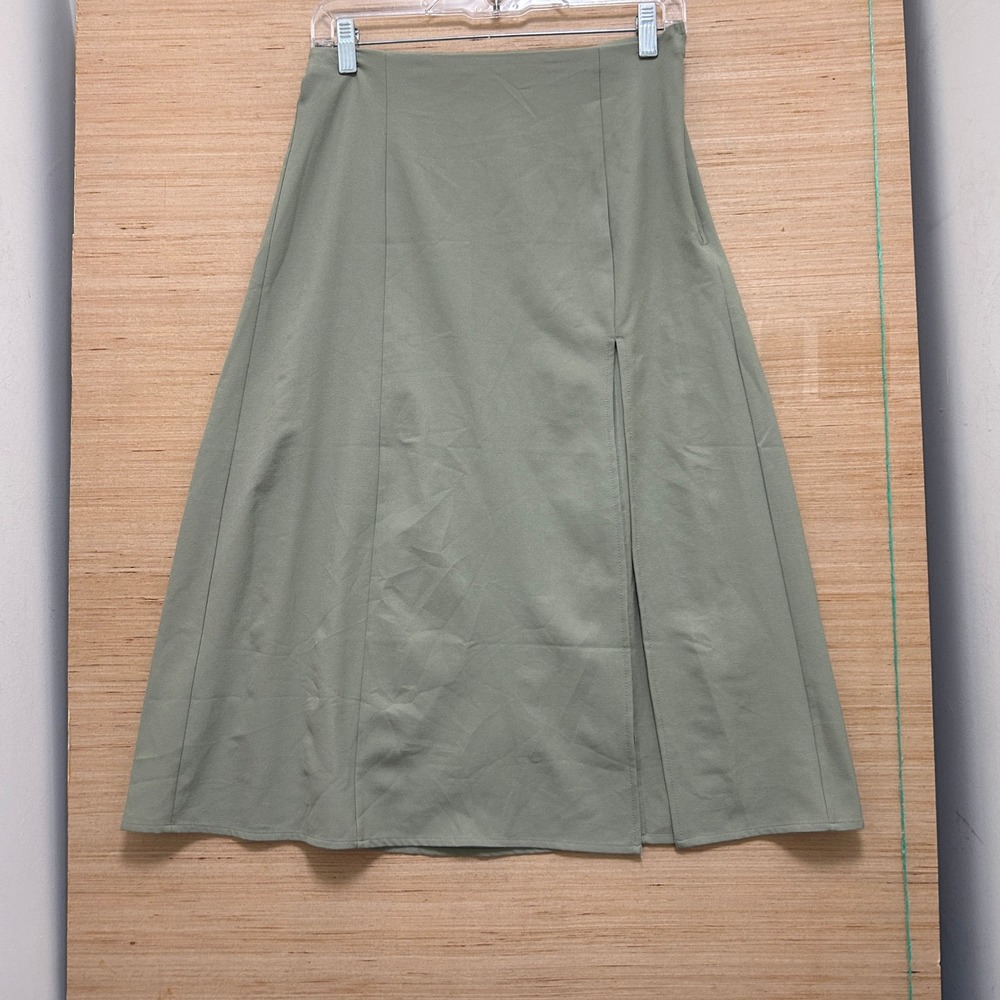 Abercrombie & Fitch Sage Green High Slit A-Line Midi Skirt‎ Womens Small Petite